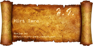 Hirt Imre névjegykártya